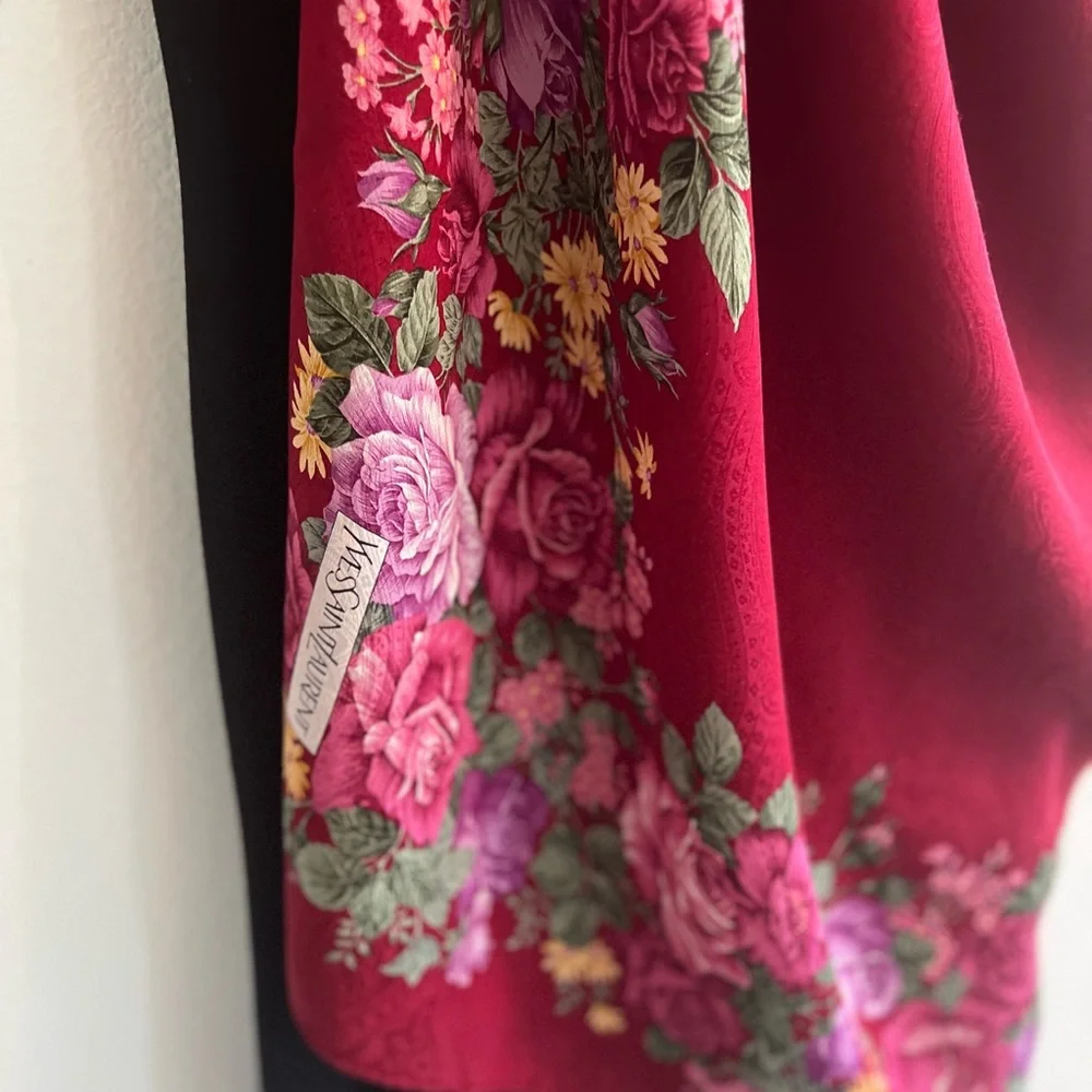 YSL silk rose scarf nwot dry clean only